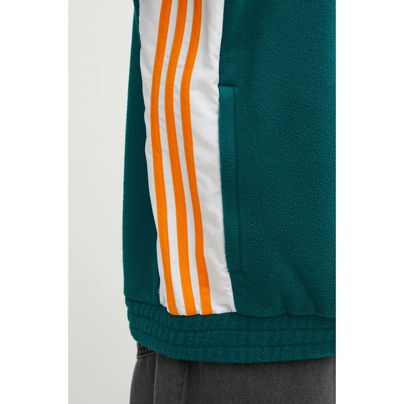 adidas Originals bluză Polarfleece Adibreak Tracktop barbati, culoarea verde, cu imprimeu, IW5815