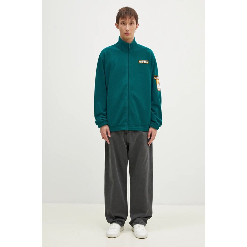 adidas Originals bluză Polarfleece Adibreak Tracktop barbati, culoarea verde, cu imprimeu, IW5815