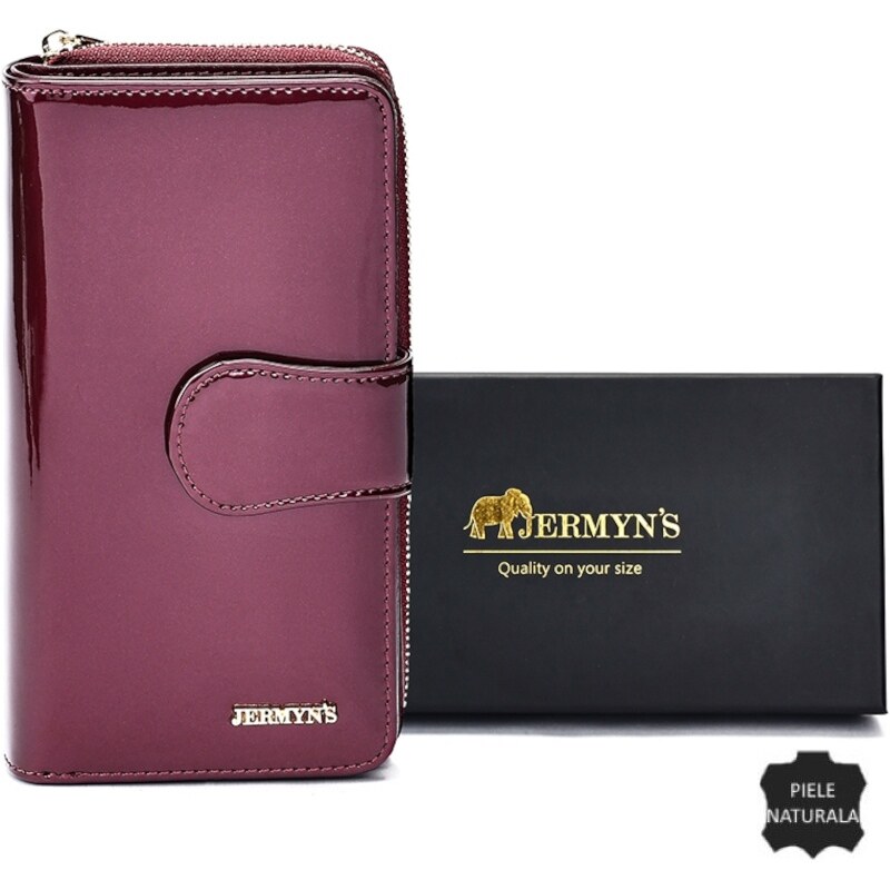 Portofel dama din piele naturala JERMYN'S Roma, elegant, mov lacuit