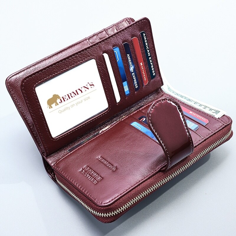 Portofel dama din piele naturala JERMYN'S Roma, elegant, mov lacuit