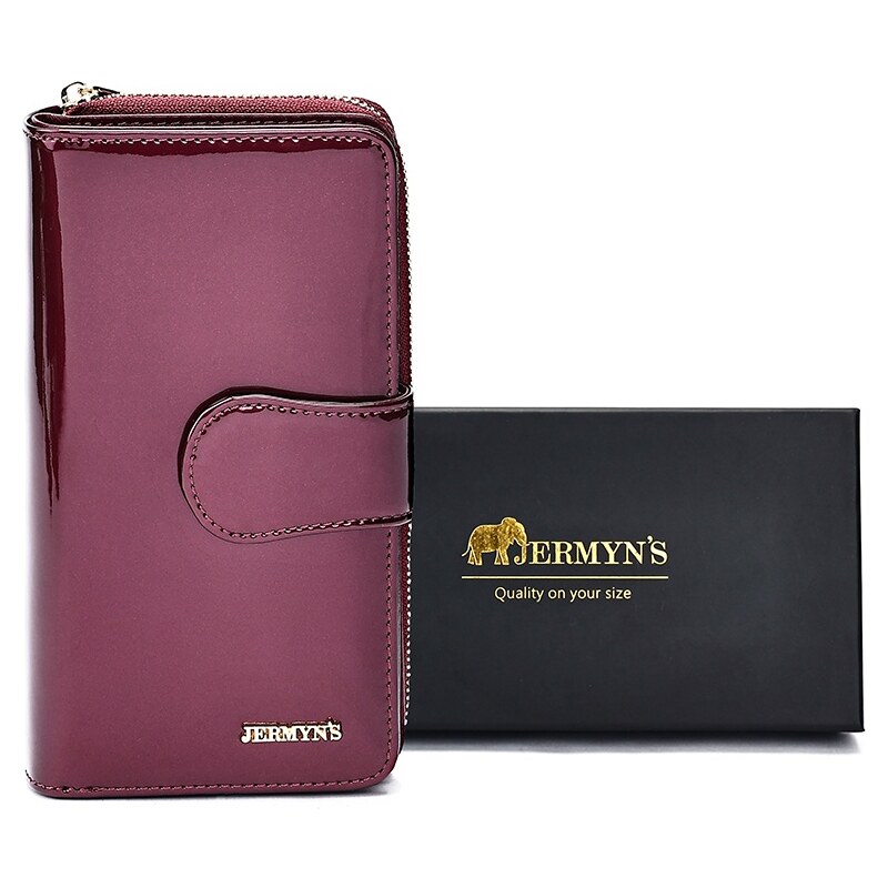 Portofel dama din piele naturala JERMYN'S Roma, elegant, mov lacuit