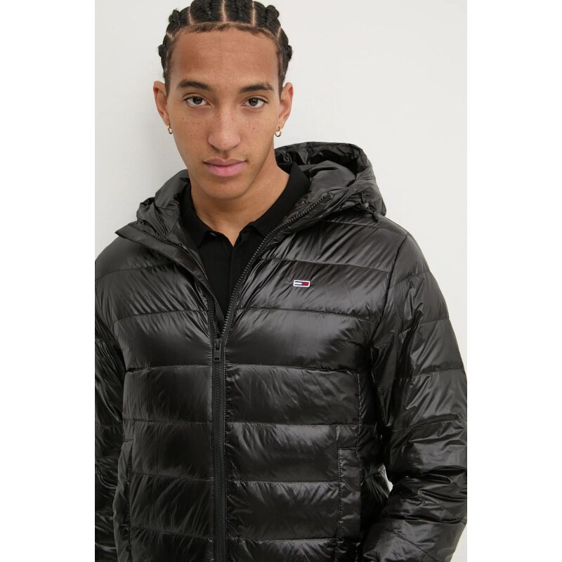 Tommy Jeans geacă de puf bărbați, culoarea negru, de tranziție, DM0DM20659