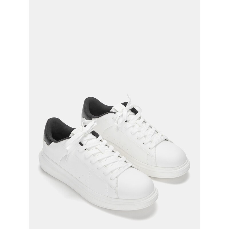Pull&Bear Sneaker low negru / alb