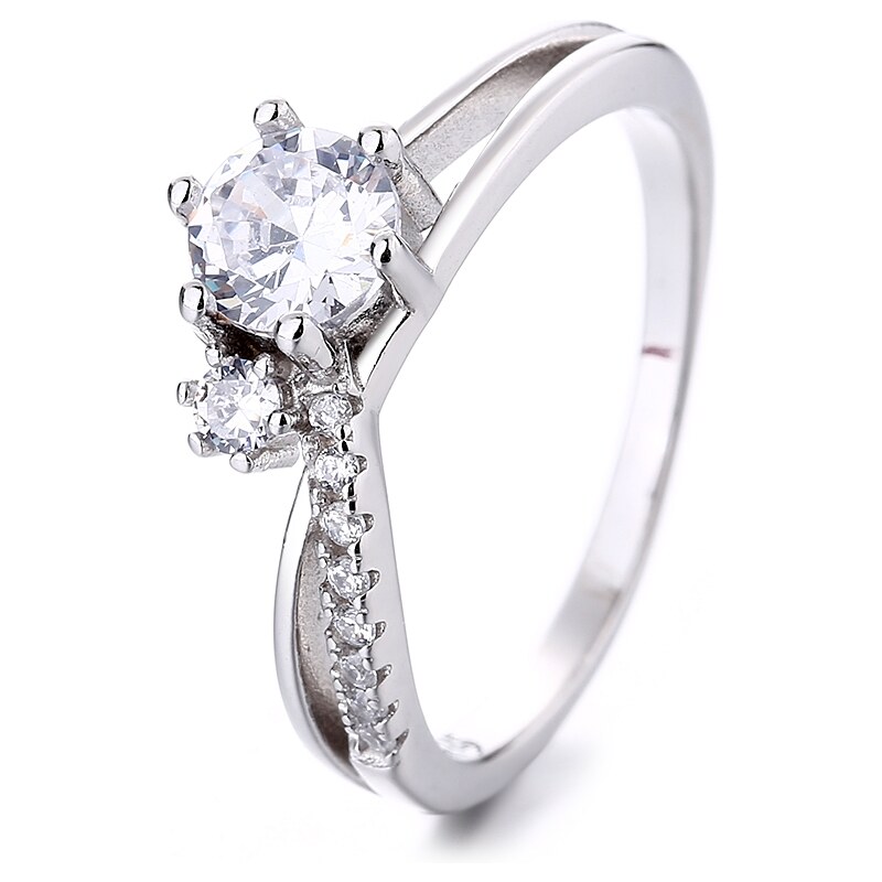 DELIS Inel argint 925, JW1309, model elegant cu piatra, placat cu rodiu (Marime: 5)