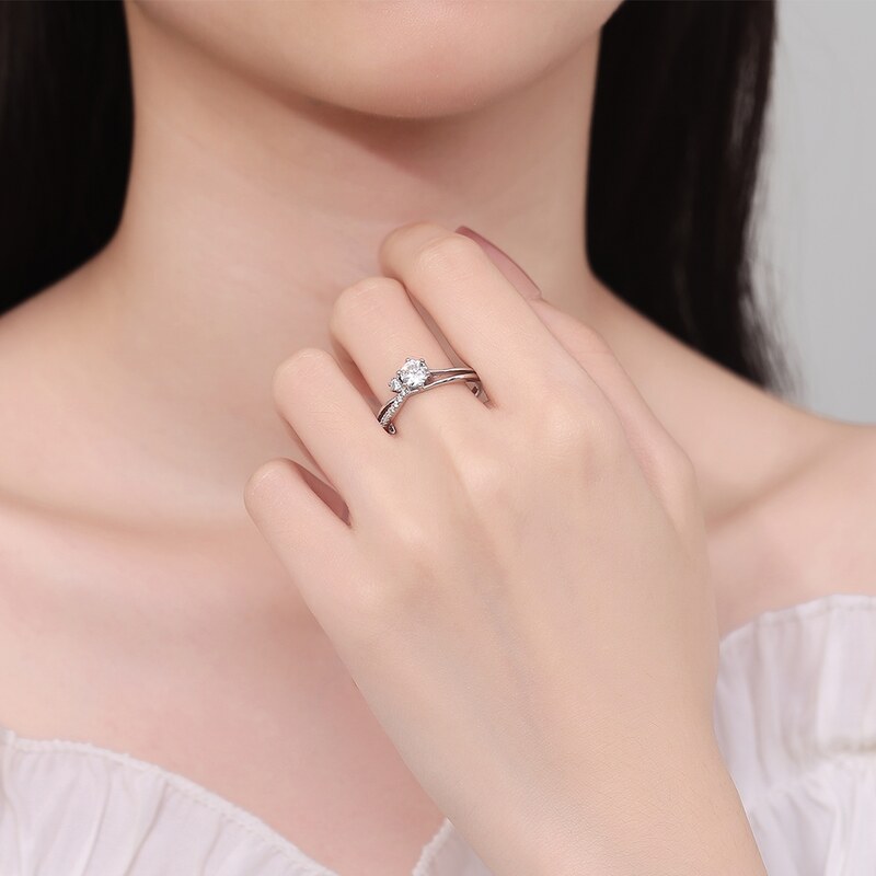 DELIS Inel argint 925, JW1309, model elegant cu piatra, placat cu rodiu (Marime: 5)