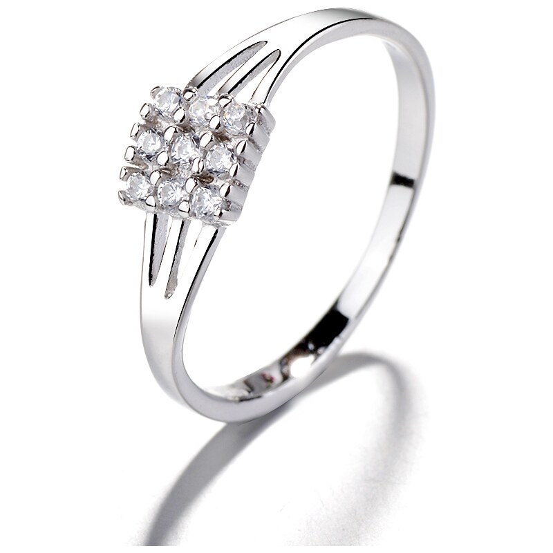 DELIS Inel argint 925, JW1377, model patrat cu pietre, placat cu rodiu (Marime: 5)