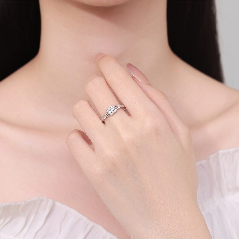 DELIS Inel argint 925, JW1377, model patrat cu pietre, placat cu rodiu (Marime: 5)