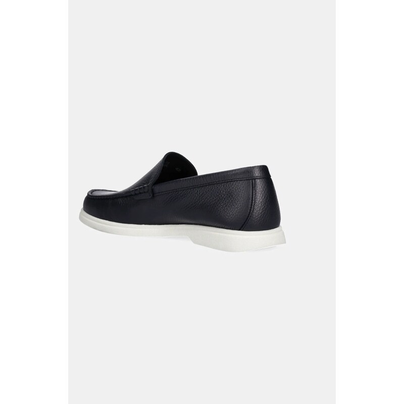 BOSS mocasini de piele Sienne barbati, culoarea albastru marin, 50536173
