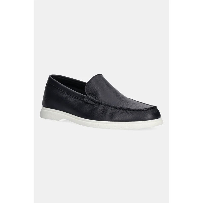 BOSS mocasini de piele Sienne barbati, culoarea albastru marin, 50536173