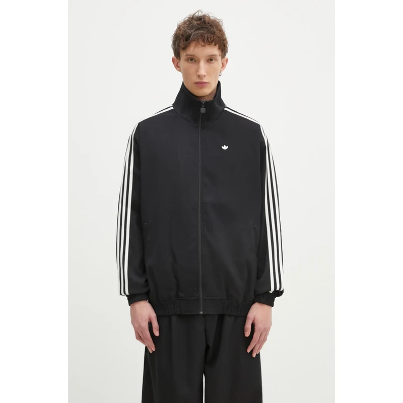 adidas Originals bluza Firebird Tracktop barbati, culoarea negru, cu imprimeu, JC6357