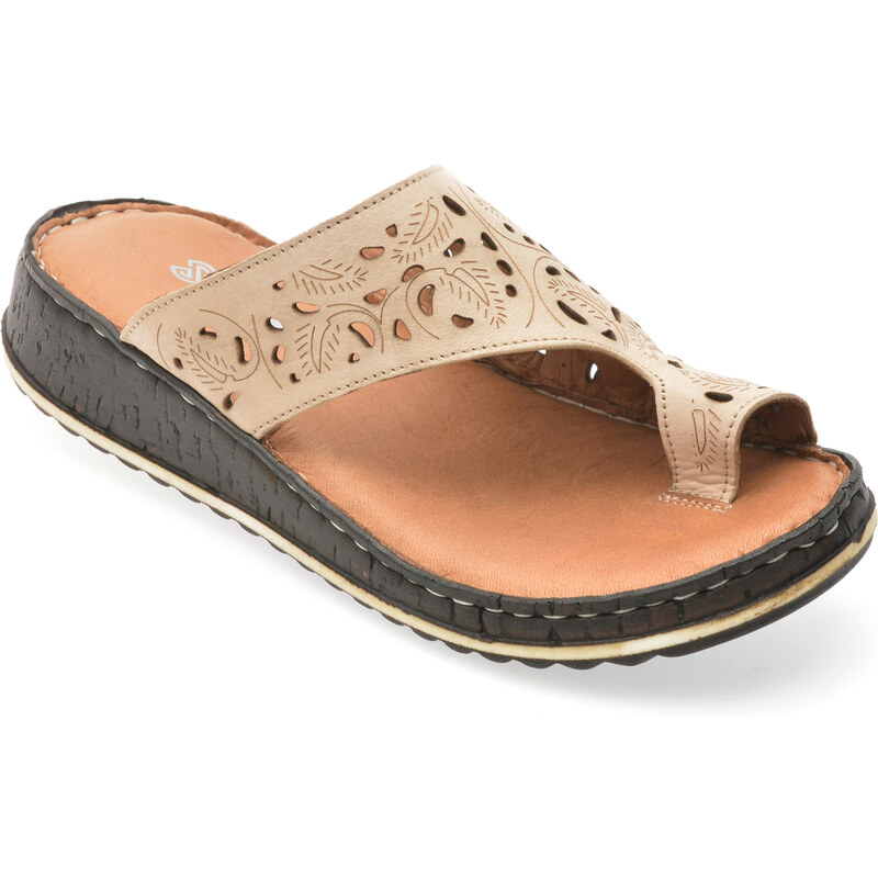Papuci SHOOZY bej, EV28491, din piele naturala