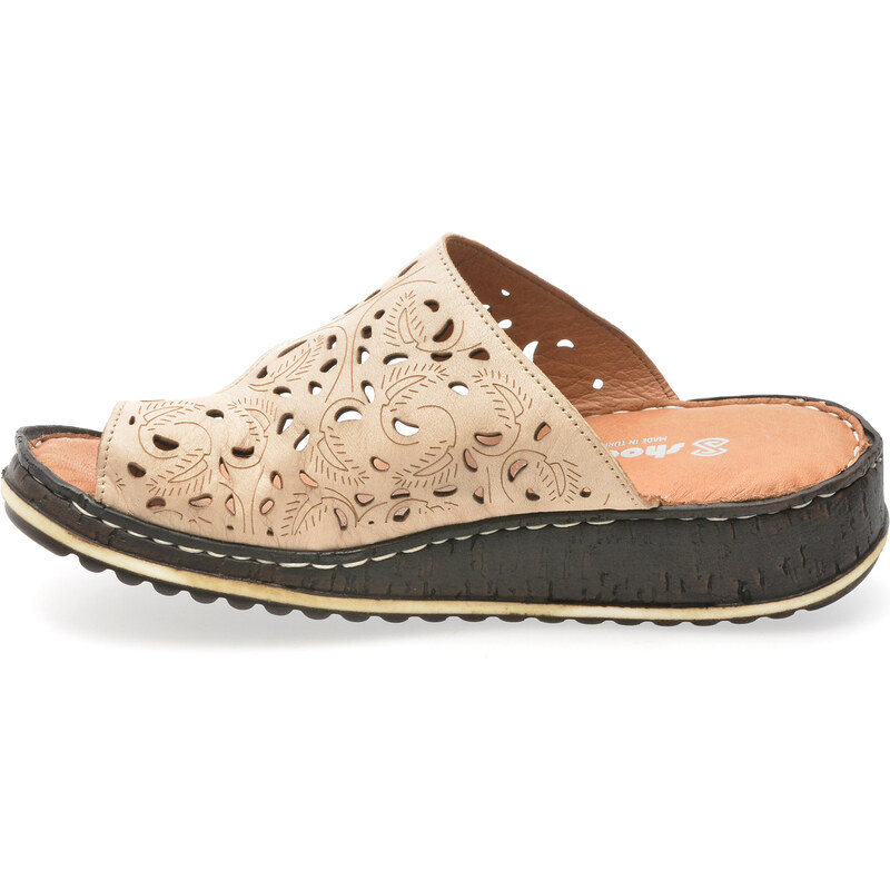 Papuci SHOOZY bej, EV28491, din piele naturala