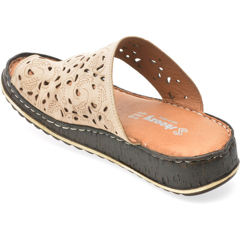 Papuci SHOOZY bej, EV28491, din piele naturala