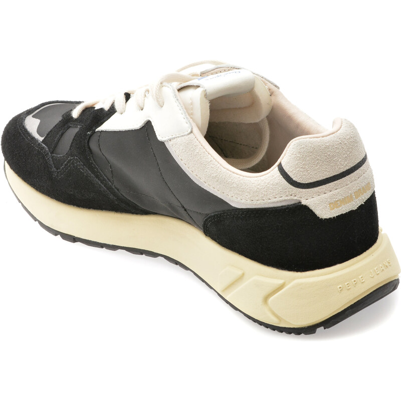 Pantofi sport PEPE JEANS negri, MARLON DIVIDED, din material textil