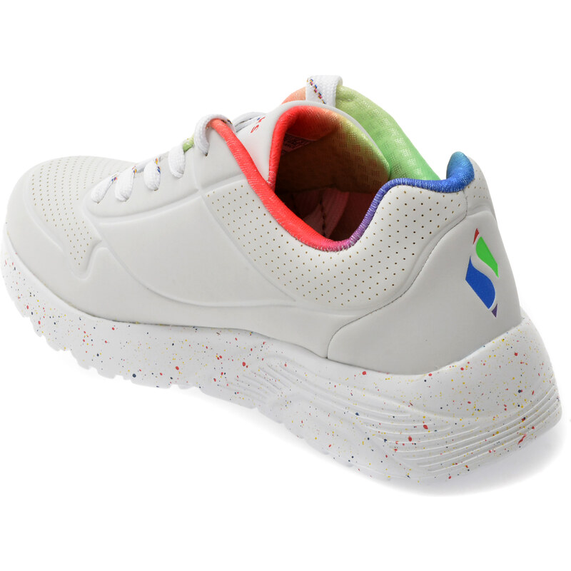 Pantofi sport SKECHERS albi, UNO LITE, din piele ecologica