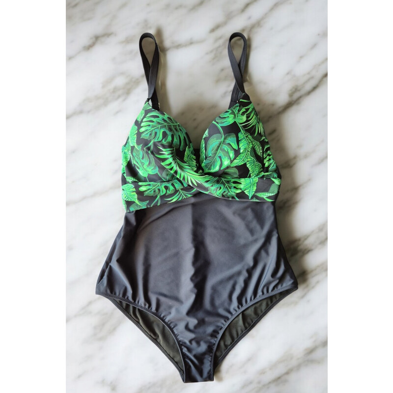 embody Costum baie intreg dama, efect modelator, marime mare, cupe voluminoase, tropical, 0010
