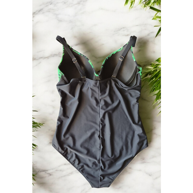 embody Costum baie intreg dama, efect modelator, marime mare, cupe voluminoase, tropical, 0010