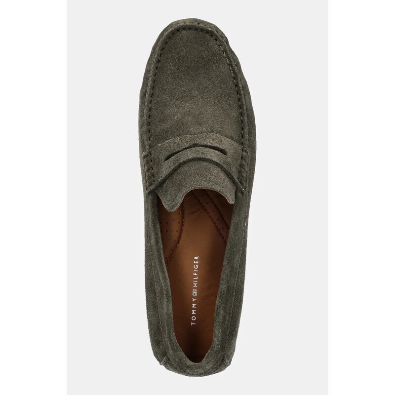 Tommy Hilfiger mocasini din piele intoarsa CASUAL SUEDE DRIVER barbati, culoarea verde, FM0FM04998