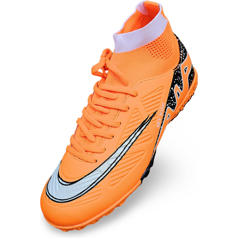 Ghete de fotbal Sky Wing 9838, cu glezna cusute in varf, pentru teren sintetic culoare portocaliu
