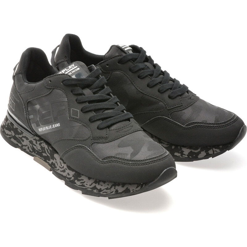 Pantofi sport REPLAY negri, GMS68, din material textil