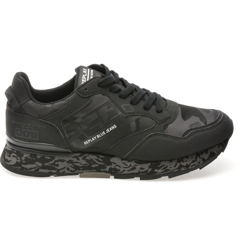 Pantofi sport REPLAY negri, GMS68, din material textil