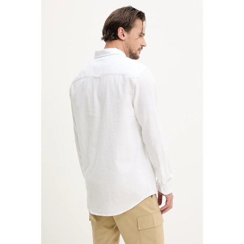 Tommy Jeans camasa barbati, culoarea alb, cu guler clasic, regular, DM0DM20875