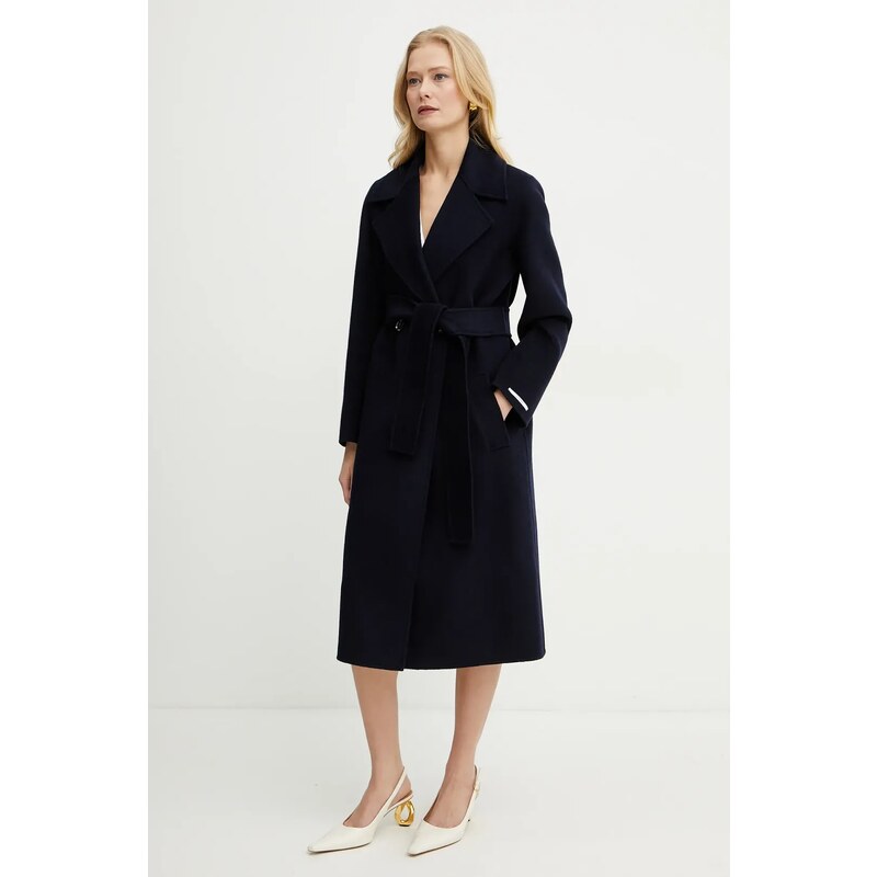 Marella palton de lână ALIBI femei, culoarea bleumarin, de tranzitie, cu doua randuri de nasturi, 2513011031200