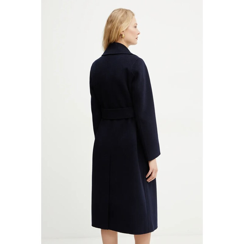 Marella palton de lână ALIBI femei, culoarea bleumarin, de tranzitie, cu doua randuri de nasturi, 2513011031200