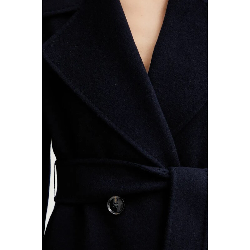 Marella palton de lână ALIBI femei, culoarea bleumarin, de tranzitie, cu doua randuri de nasturi, 2513011031200