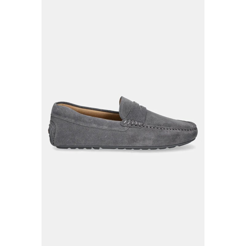 BOSS mocasini din piele intoarsa Noel barbati, culoarea gri, 50541750