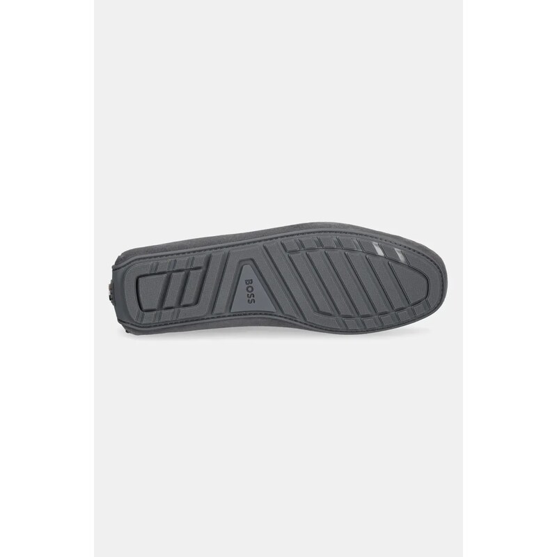 BOSS mocasini din piele intoarsa Noel barbati, culoarea gri, 50541750