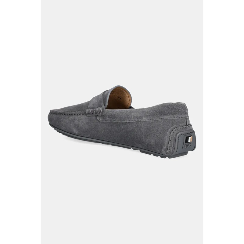 BOSS mocasini din piele intoarsa Noel barbati, culoarea gri, 50541750