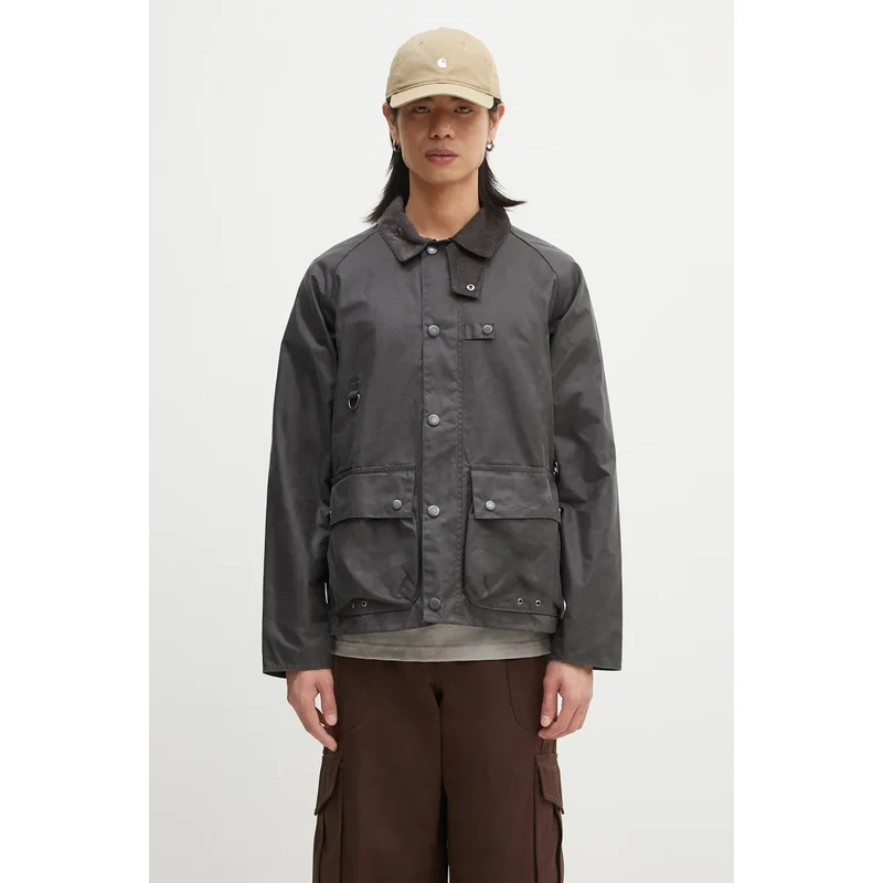 Barbour jachetă cerată Utility Spey Wax culoarea gri, de tranziție, MWX2287