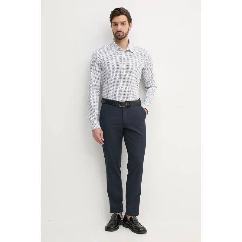 BOSS cămașă bărbați, culoarea alb, cu guler clasic, slim, 50539457