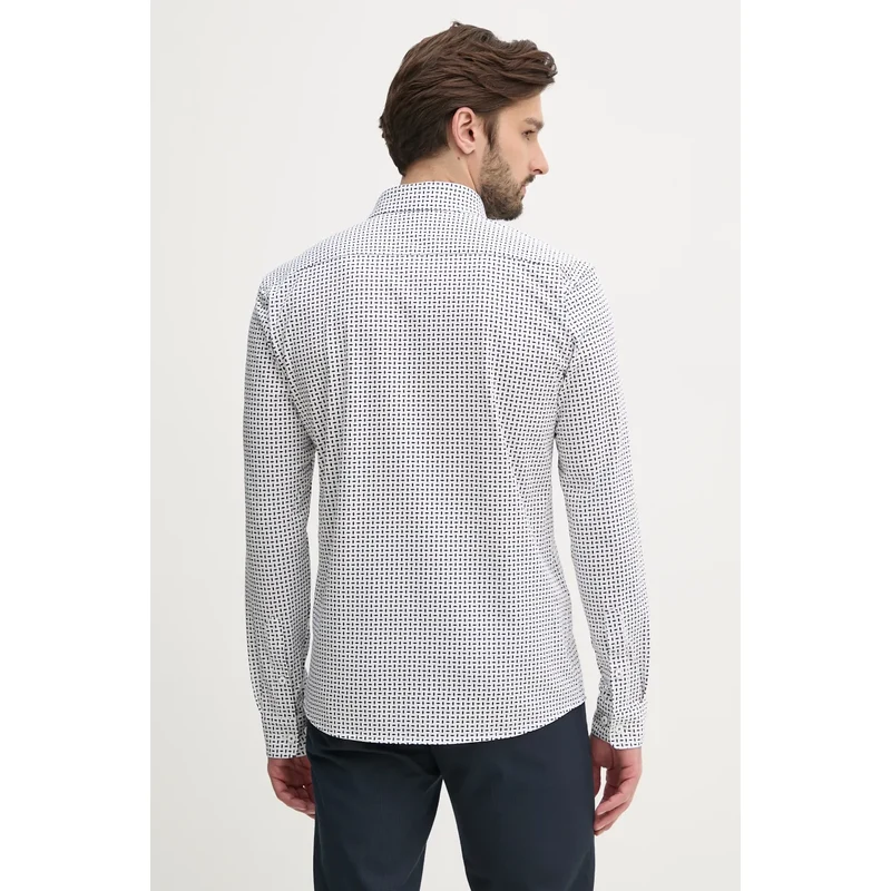 BOSS cămașă bărbați, culoarea alb, cu guler clasic, slim, 50539457