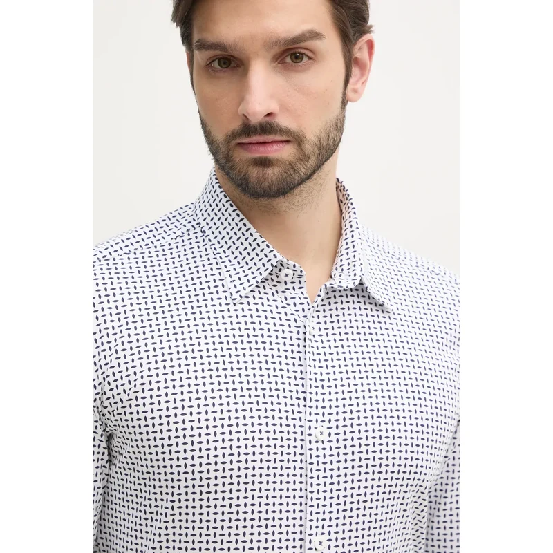 BOSS cămașă bărbați, culoarea alb, cu guler clasic, slim, 50539457
