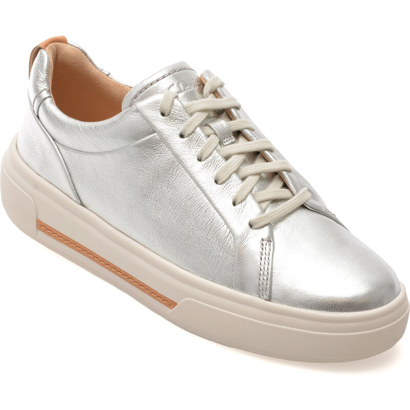 Pantofi sport CLARKS argintii, HOLLYHOCK WALK, din piele naturala