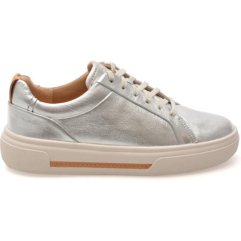 Pantofi sport CLARKS argintii, HOLLYHOCK WALK, din piele naturala
