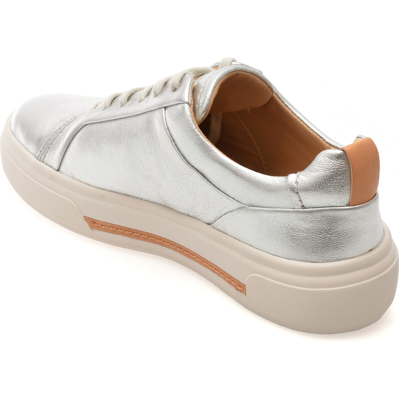 Pantofi sport CLARKS argintii, HOLLYHOCK WALK, din piele naturala