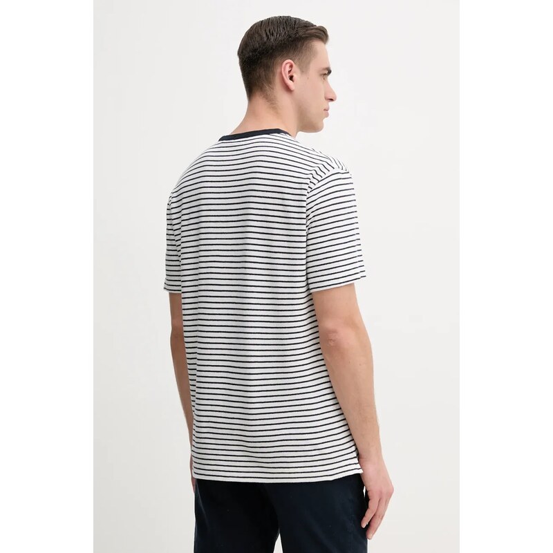 BOSS tricou din amestec de in barbati, culoarea albastru marin, modelator, 50537498
