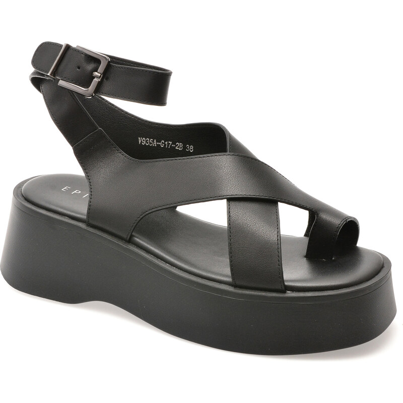 Sandale EPICA negre, 935AG17, din piele naturala
