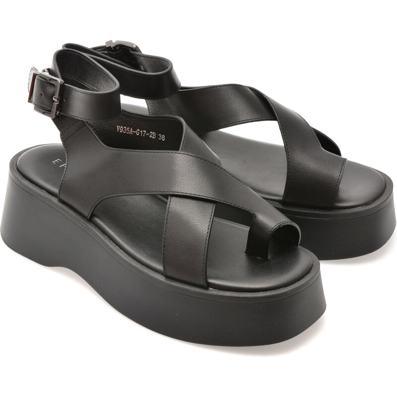 Sandale EPICA negre, 935AG17, din piele naturala