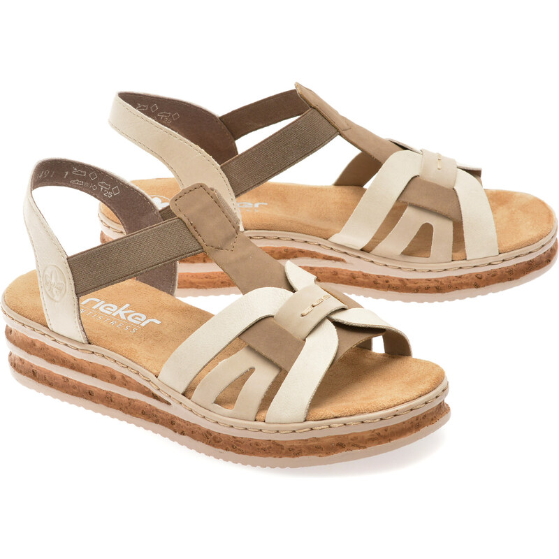Sandale RIEKER gri, 62918, din piele ecologica