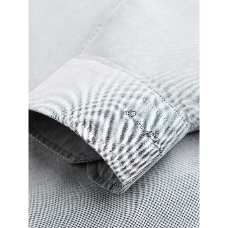 Ombre Cămașă oxford elegantă pentru bărbați cu broderie - gri deschis V2 OM-SHOS-0172