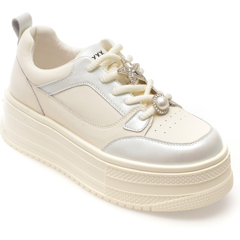Pantofi sport GRYXX albi, XC0052, din piele naturala