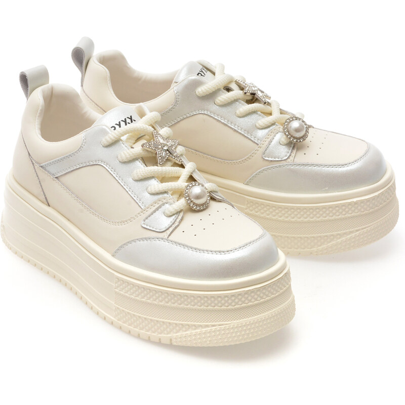 Pantofi sport GRYXX albi, XC0052, din piele naturala