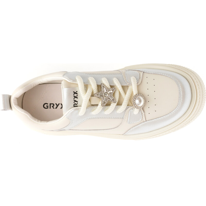 Pantofi sport GRYXX albi, XC0052, din piele naturala