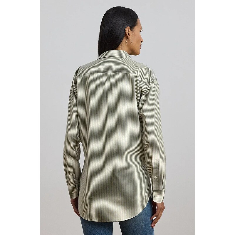 Lauren Ralph Lauren cămașă din bumbac culoarea verde, cu guler clasic, regular, 200963670