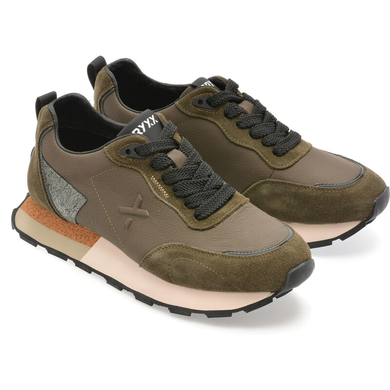 Pantofi sport GRYXX kaki, 110169, din piele naturala