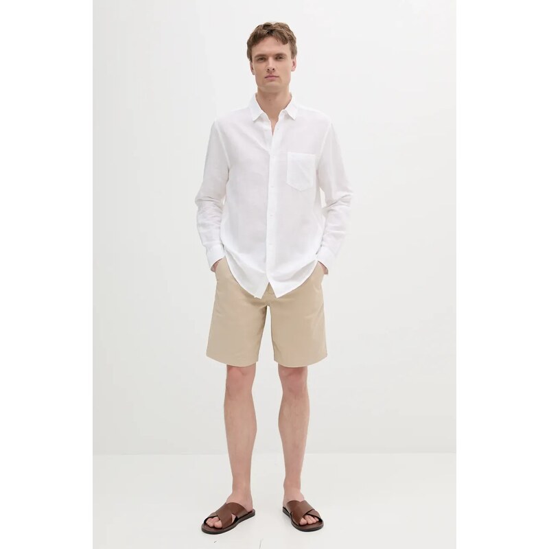 Calvin Klein cămașă de in culoarea alb, cu guler clasic, regular, K10K114488
